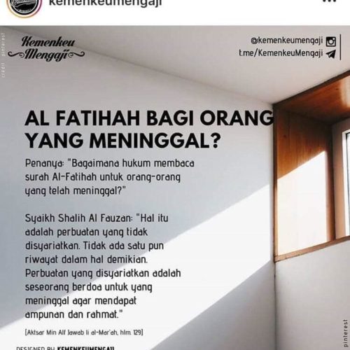 Kemenkeu Sebut Kirim Fatihah untuk Orang Meninggal Tidak Disyariatkan