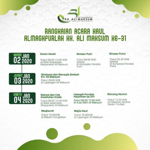 Ini Rangkaian Acara Haul KH. Ali Maksum Krapyak ke-31