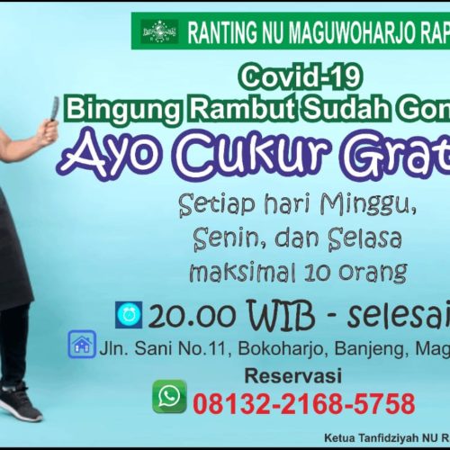 Akibat Covid-19, Ranting NU Maguwoharjo Adakan Cukur Rambut Gratis