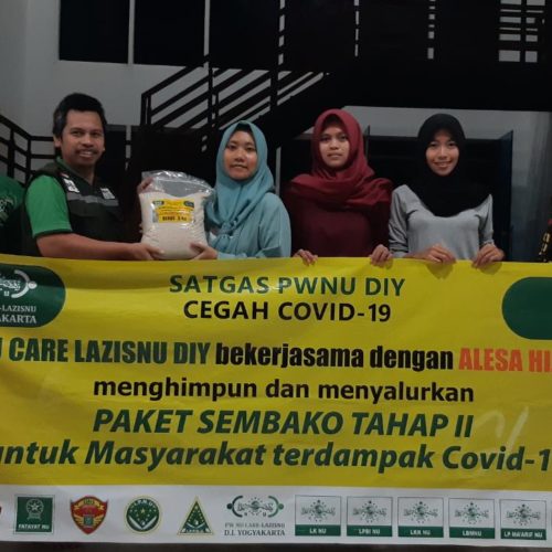 Gandeng Alesa Hijab, LAZISNU DIY Distribusikan 180 Paket Sembako untuk Warga Terdampak Covid-19