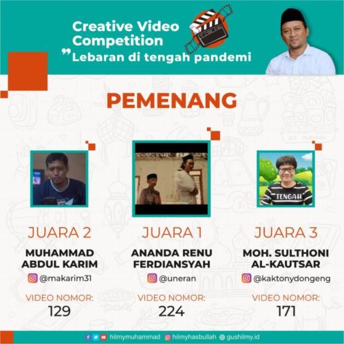 Ini Para Juara Lomba Video Kreatif untuk Milenial yang Diselenggarakan Gus Hilmy