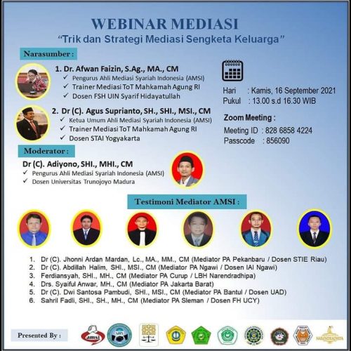 Gandeng STAIYO, AMSI Adakan Webinar Mediasi Sengketa Hukum Keluarga